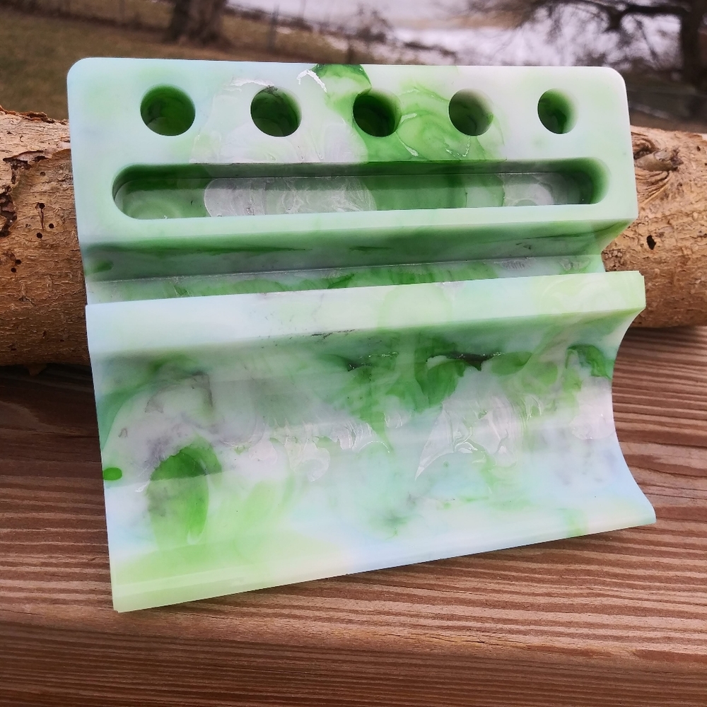 Desk Organizer Phone Holder Tablet Stand Handmade Resin Tech Gear - Picture 6 of 17